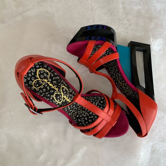 Jessica Simpson Tracie Wedge Sandal Multicolored Ankle strap Orange Artistic - Picture 2 of 8